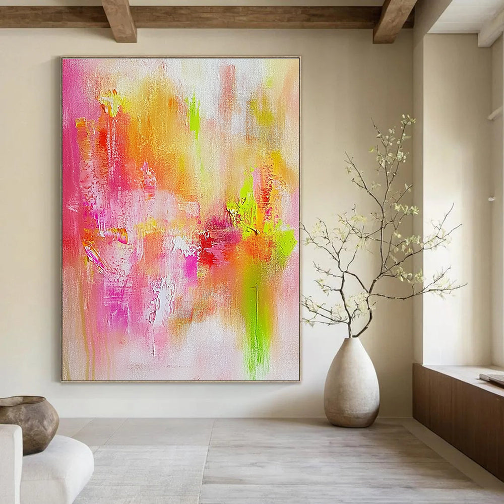 Pink and Green Abstract Painting for Feminine - Inspired Beauty Salons GAB0933