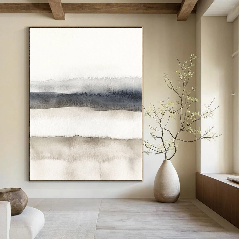 Gray - Toned Watercolor Layers Abstract Painting for Minimalist Living Rooms GAB0980