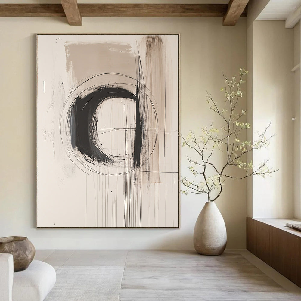 Monochrome Circular Abstract Painting for Minimalist Art Galleries GAB1212