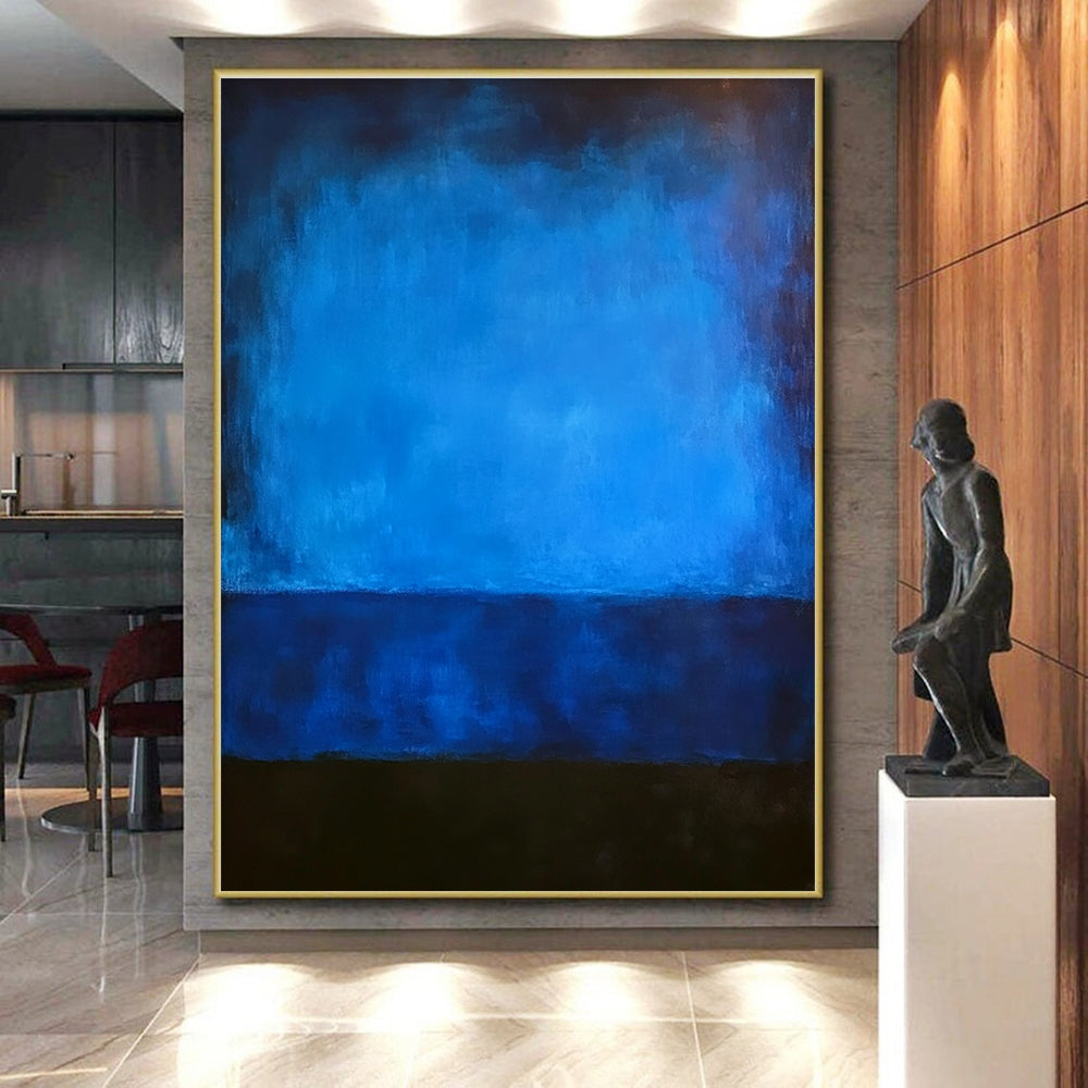 Blue Gradient Layers Abstract Painting with Calming Depth WINK087