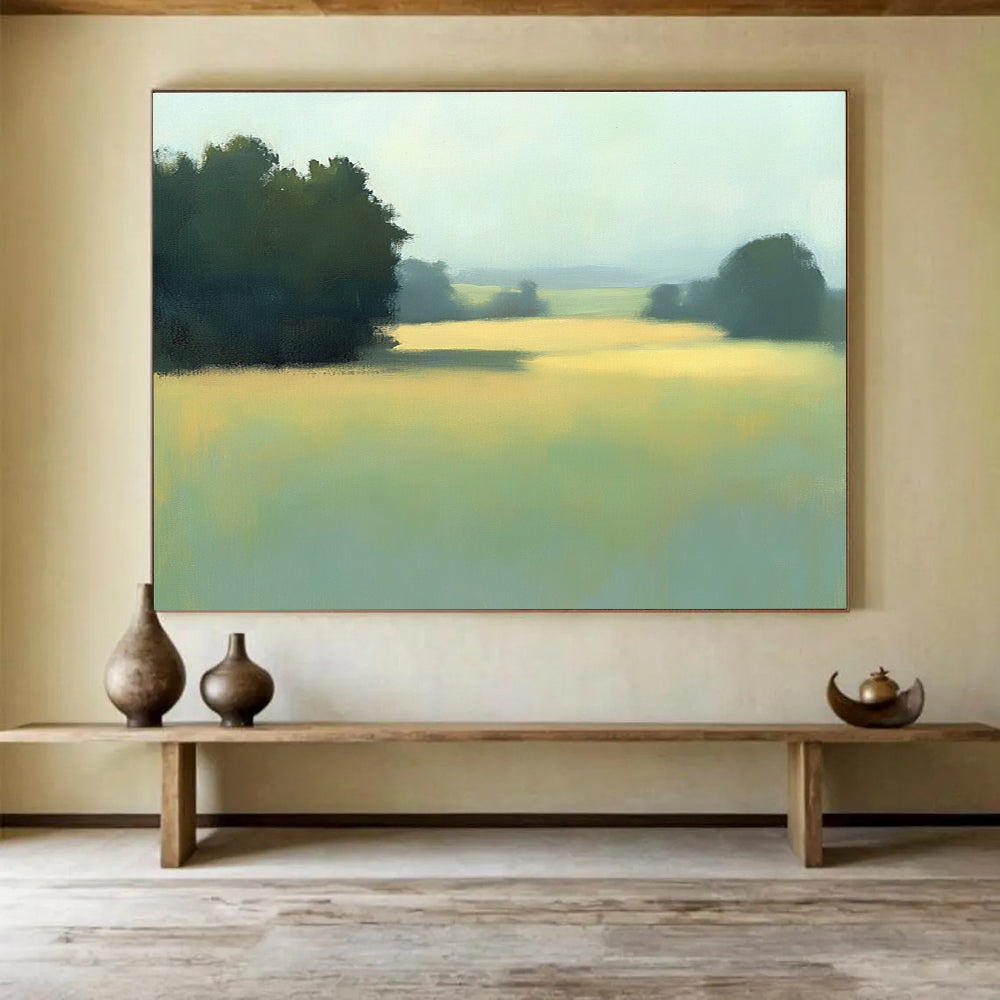 Misty Field Landscape  Soft Morning Hues ABS091