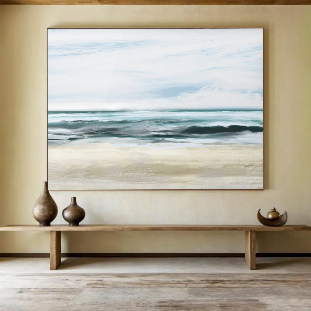 Calm Sea Abstract Painting for Coastal Bedrooms YHT128