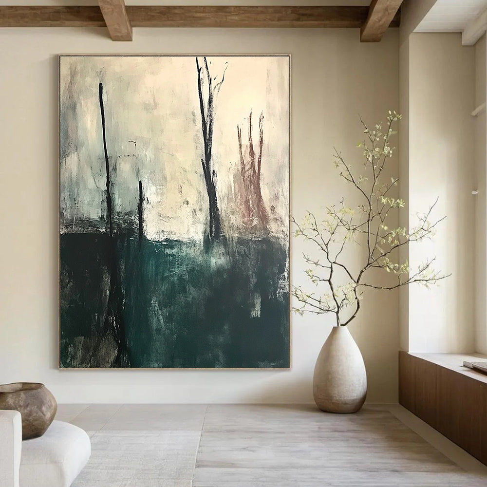 Dark Trees Abstract Painting for Mysterious Studies GAB0748