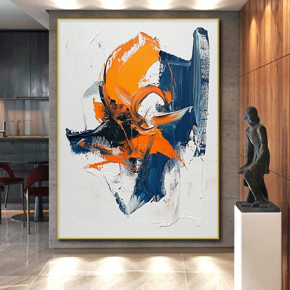Orange - Blue Abstract Swirls Painting with Vibrant Dynamics WINK445