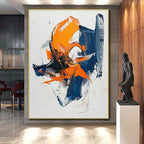 Orange - Blue Abstract Swirls Painting with Vibrant Dynamics WINK445
