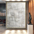 Black - White Line Abstract Painting with Geometric Patterns WINK868