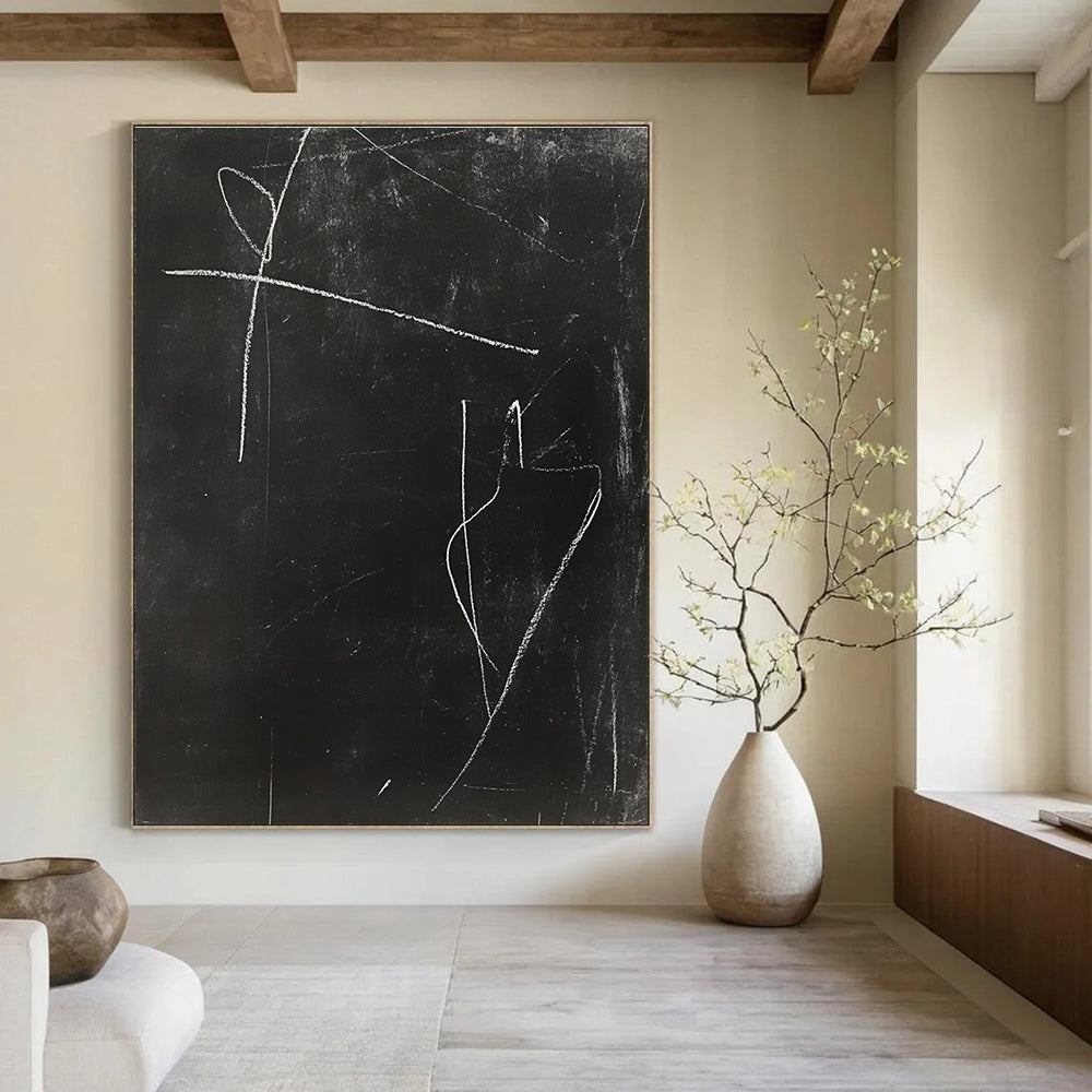 Chalkboard - like Abstract Spontaneous Markings Abstract Painting GAB0235