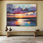 Purple Sky Sunset Abstract Painting with Vibrant Colors ABS293