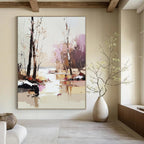 Winter River Landscape Abstract Painting for Nature - Loving Interiors GAB1441