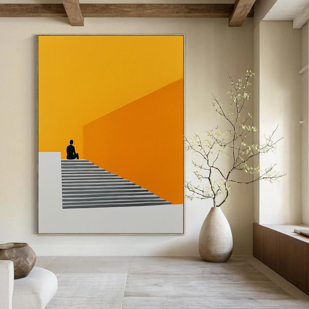 Figure on Stairs Conceptual Abstract Painting GAB0308