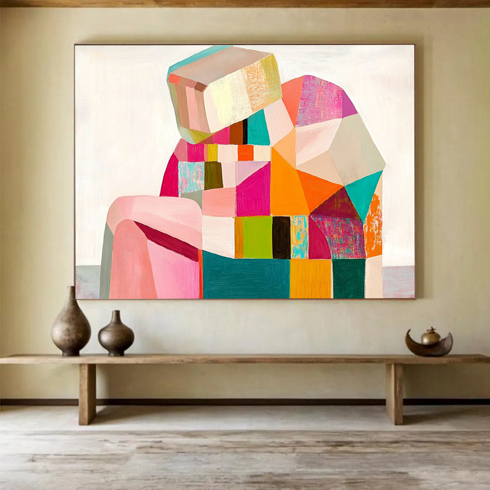 Colorful Geometric Figure Abstract Painting with Vibrant, Modern Shapes ABS512