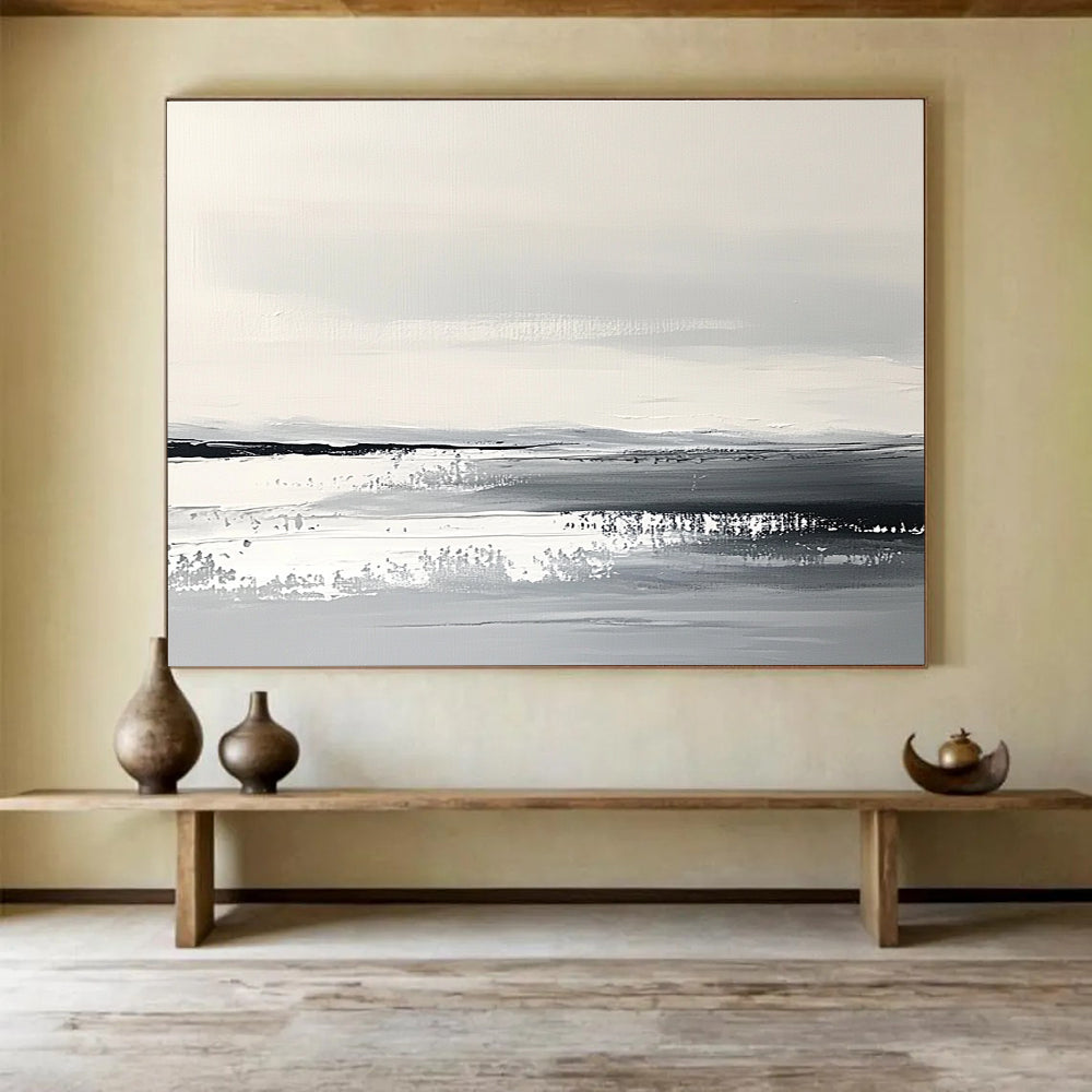 Monochromatic Landscape with Subtle Shades Abstract Painting ABS330