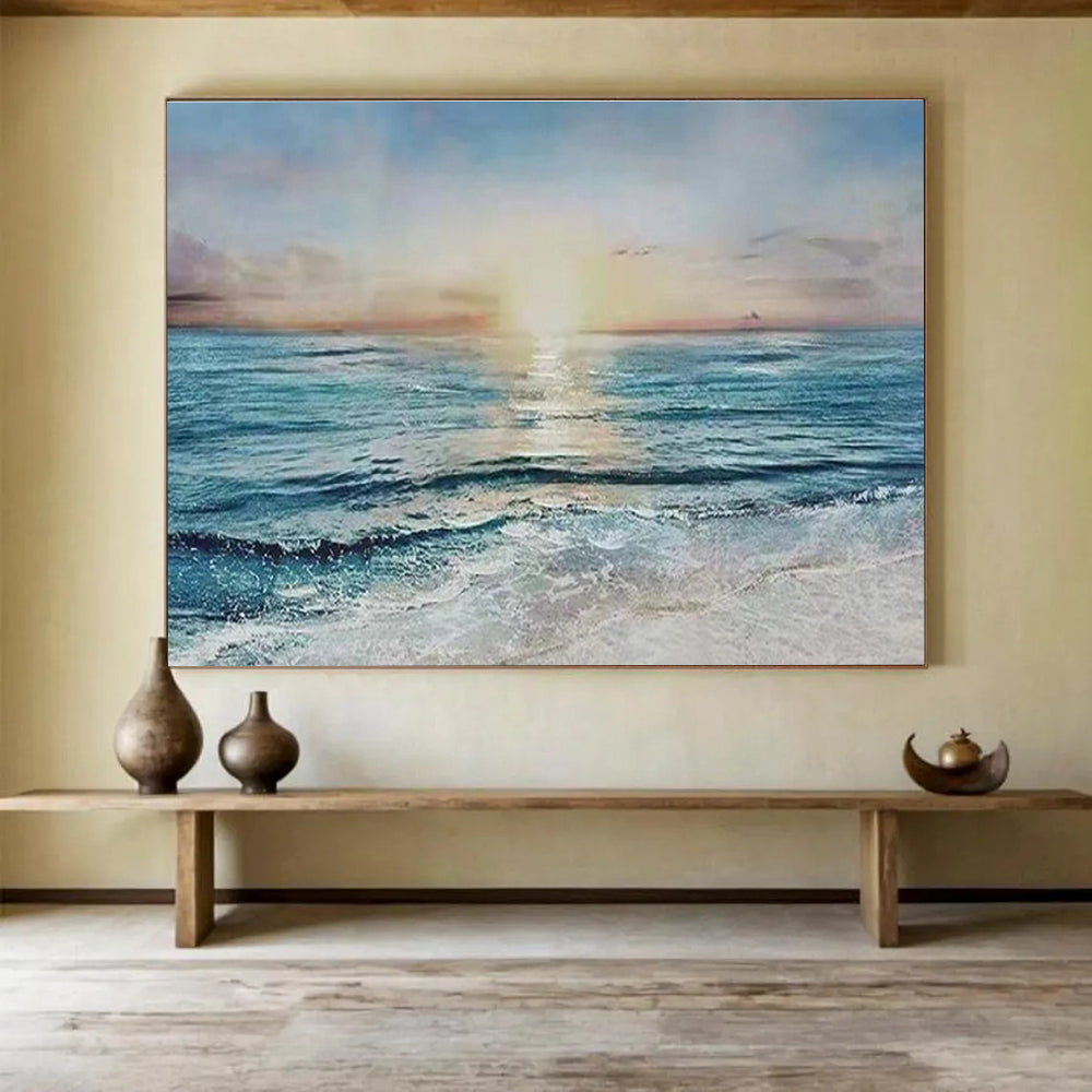 Sea Sunset Abstract Painting for Coastal Home Living Rooms YHT260