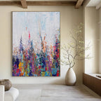 Colorful Floral Field Abstract Painting for Vibrant Garden Centers HENG467