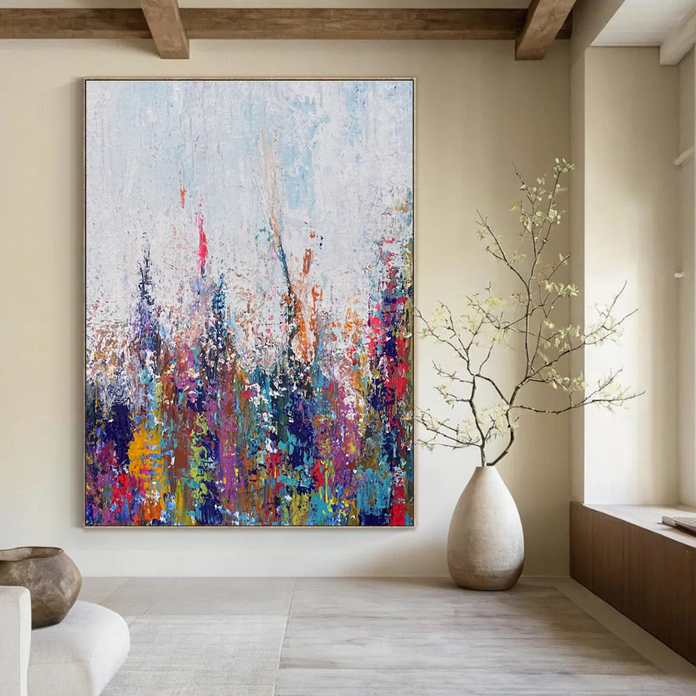Colorful Floral Field Abstract Painting for Vibrant Garden Centers HENG467