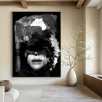 Evocative Black - White Abstract Portrait Painting for Contemporary Galleries HENG232