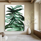 Vibrant Watercolor Palm Leaves Abstract Painting for Tropical - Inspired Spaces HENG243