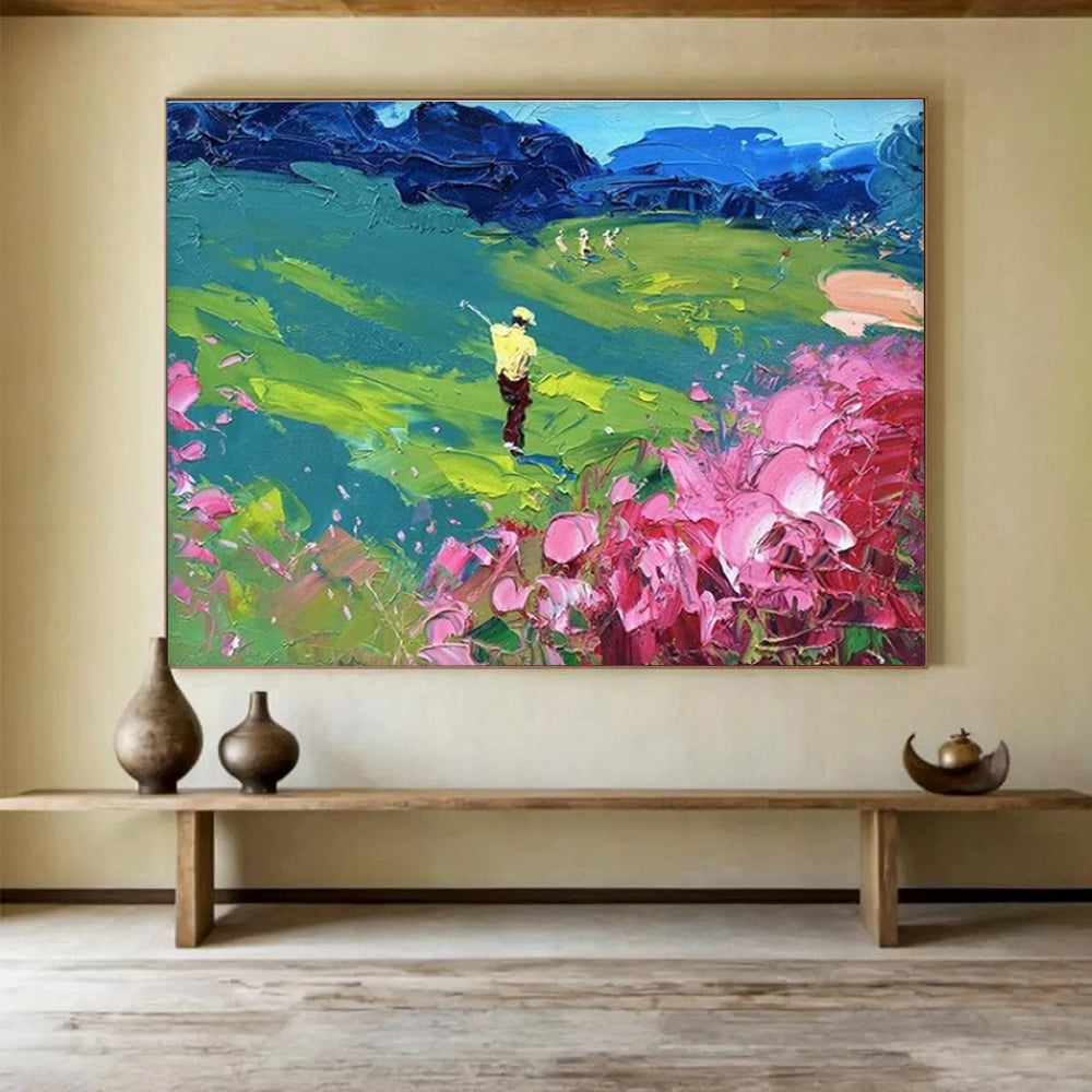 Golfer Abstract Painting for Golf Club House Lounges YHT446