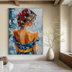 Woman with Red Bow Abstract Painting for Elegant Boutique Dressing Rooms GAB1295