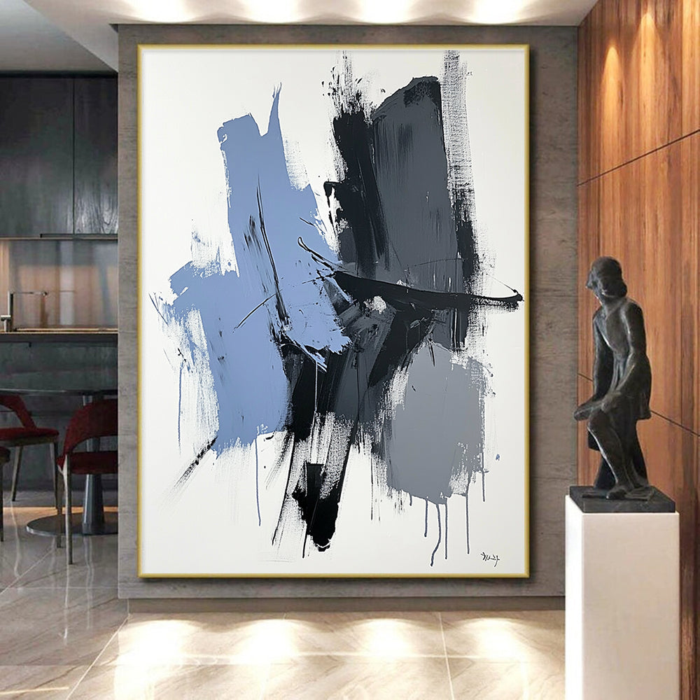 Blue Gray Black Abstract Painting with Subtle Drama WINK517