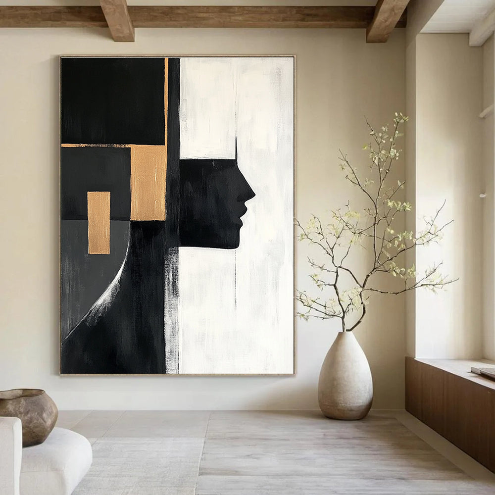 Geometric Face - Inspired Abstract Painting for Modern Art Galleries GAB0884