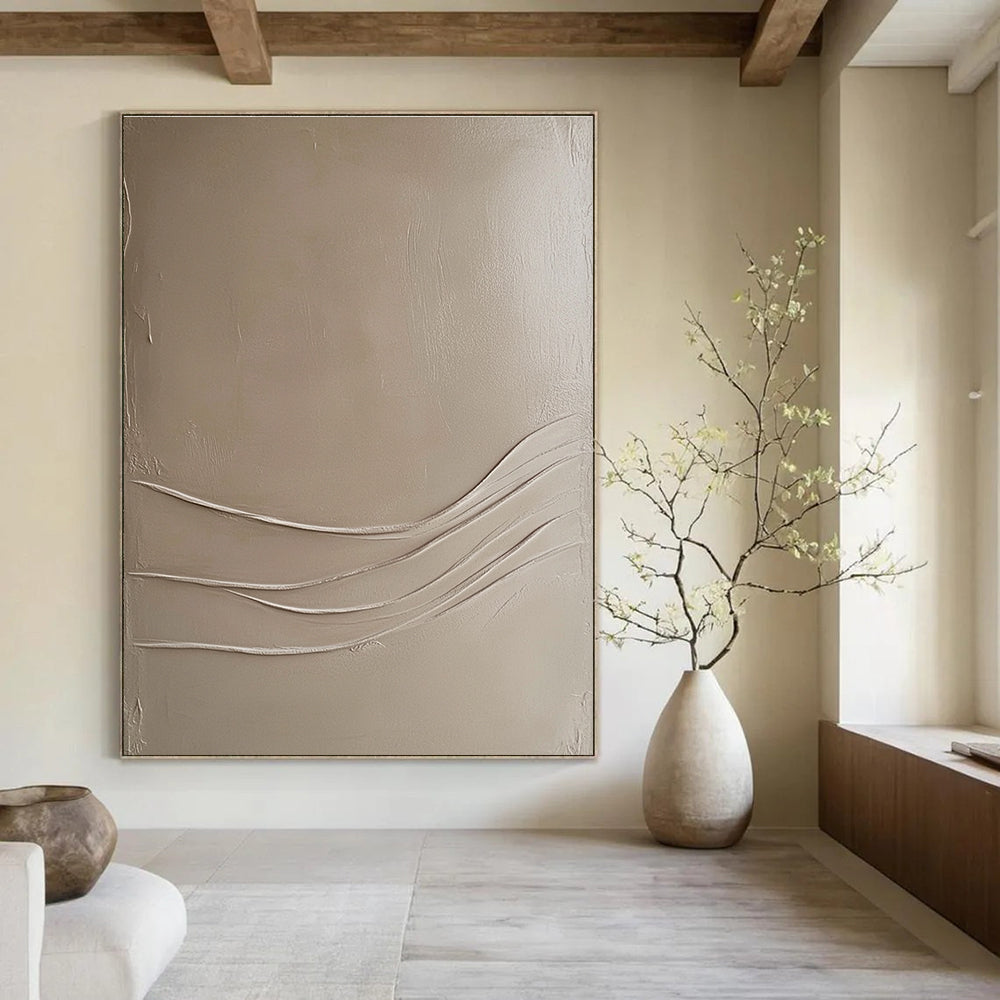 Beige Textured Abstract Painting for Minimalist Living Rooms GAB1032