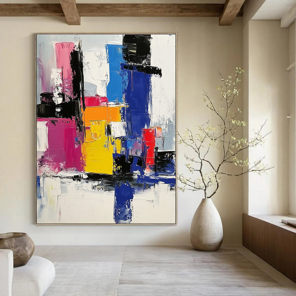 Vibrant Geometric Abstract Painting for Modern Office Lounges GAB0841