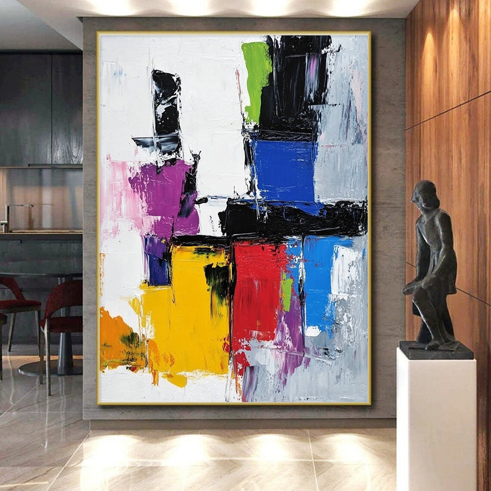 Bold Color Block Abstract Painting with Dynamic Edges WINK627