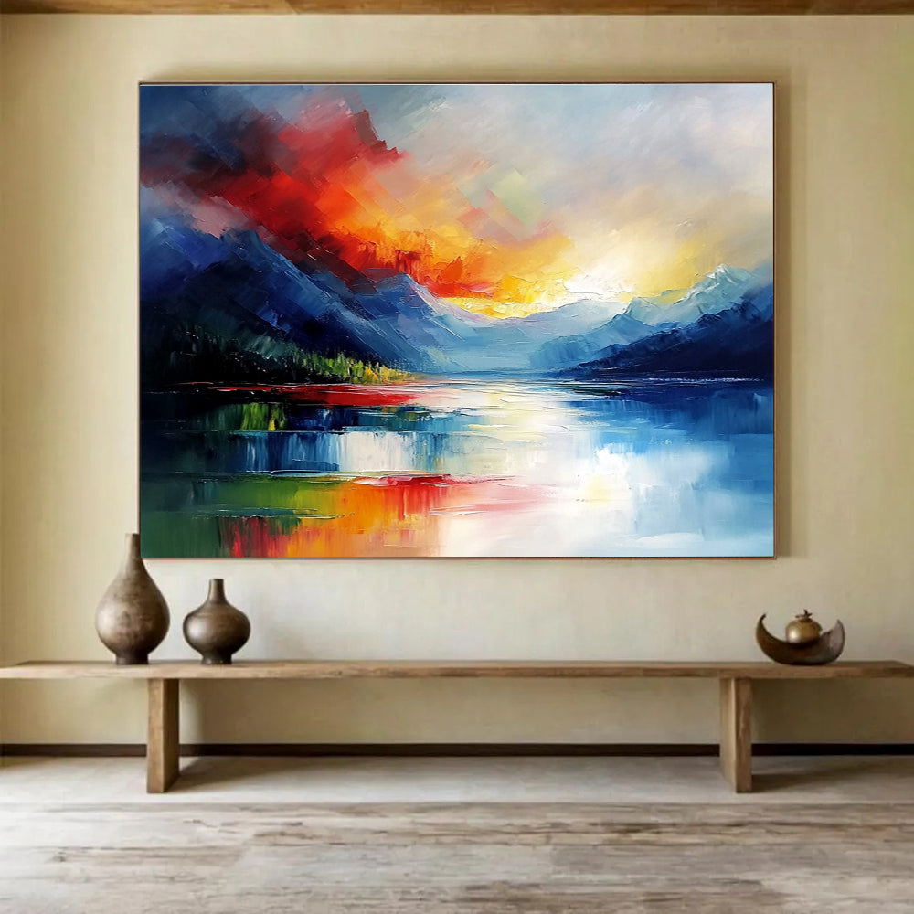 Impasto Sunset Mountain Abstract Painting ABS237