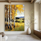 Yellow Birch Forest Painting of Autumnal Warmth GAB0149