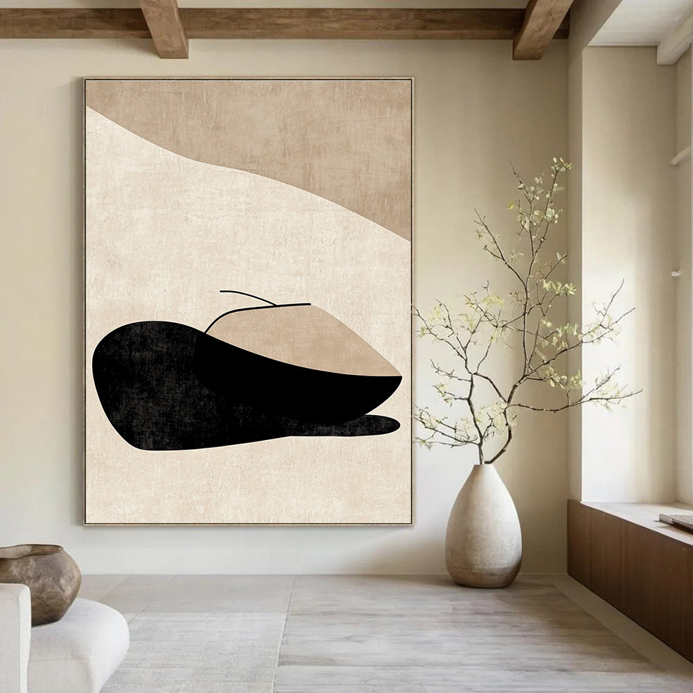 Beige Minimalist Geometric Art - Calm Abstract Composition GAB0436