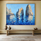 Sea Rocks Abstract Painting for Beachfront Home Studies YHT478