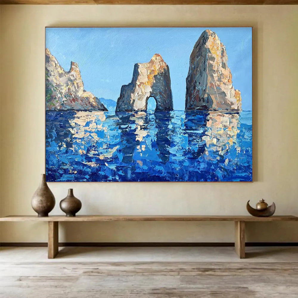 Sea Rocks Abstract Painting for Beachfront Home Studies YHT478