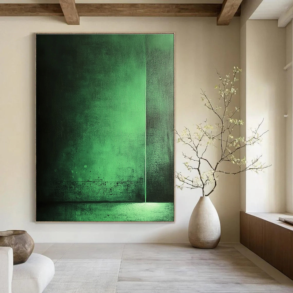 Dark Green Gradient Abstract Painting for Contemporary Art - Inspired Bars GAB1329