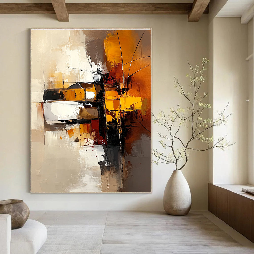 Abstract Orange and Brown Painting for Warm Interiors GAB0726