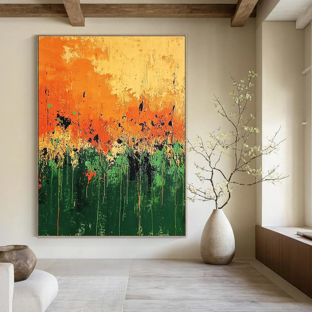 Poppy Field Abstract - Impressionistic Landscape Abstract Painting GAB0638