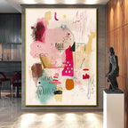 Whimsical Shape Collage Abstract Painting with Childlike Wonder WINK204