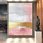 Pink - Gray - Gold Abstract Painting with Feminine Sophistication WINK443
