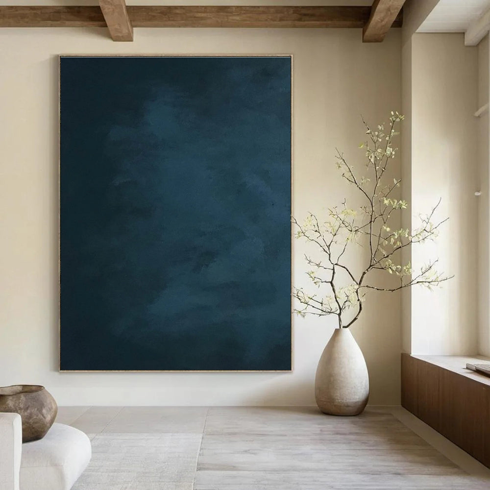 Dark Blue Gradient Abstract Painting for Serene Bedroom Retreats HENG495