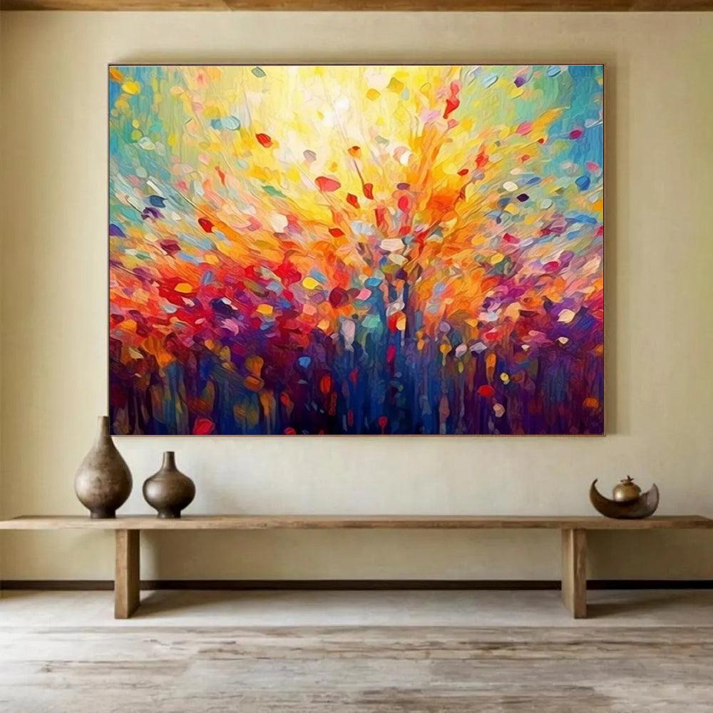 Colorful Tree Abstract Painting for Vibrant Living Rooms YHT290