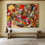 Colorful Abstract Collage Painting for Creative Studio Spaces YHT240