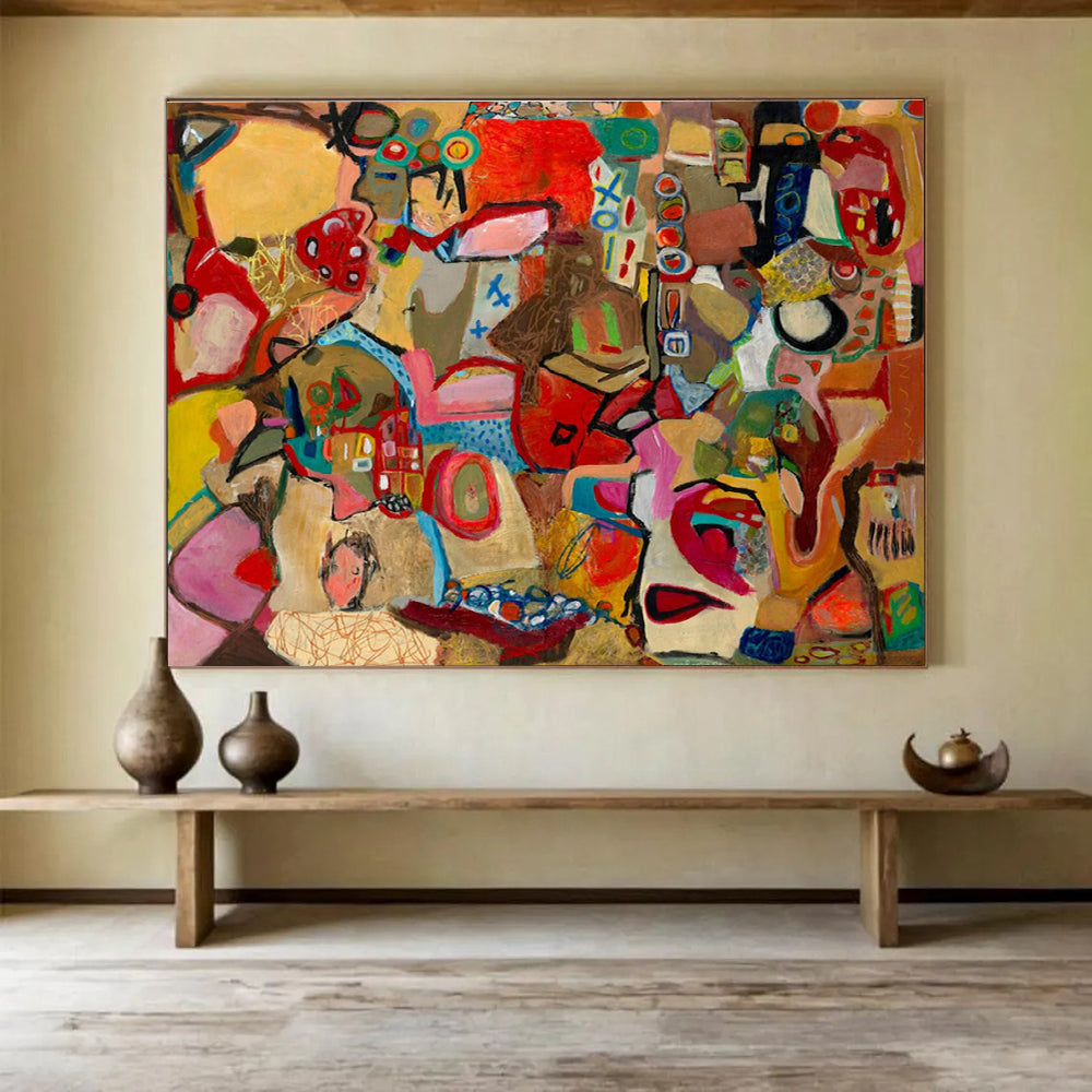 Colorful Abstract Collage Painting for Creative Studio Spaces YHT240