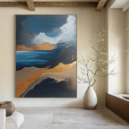 Abstract Seaside with Gold Accents Painting for Luxury Beachfront Residences GAB1123