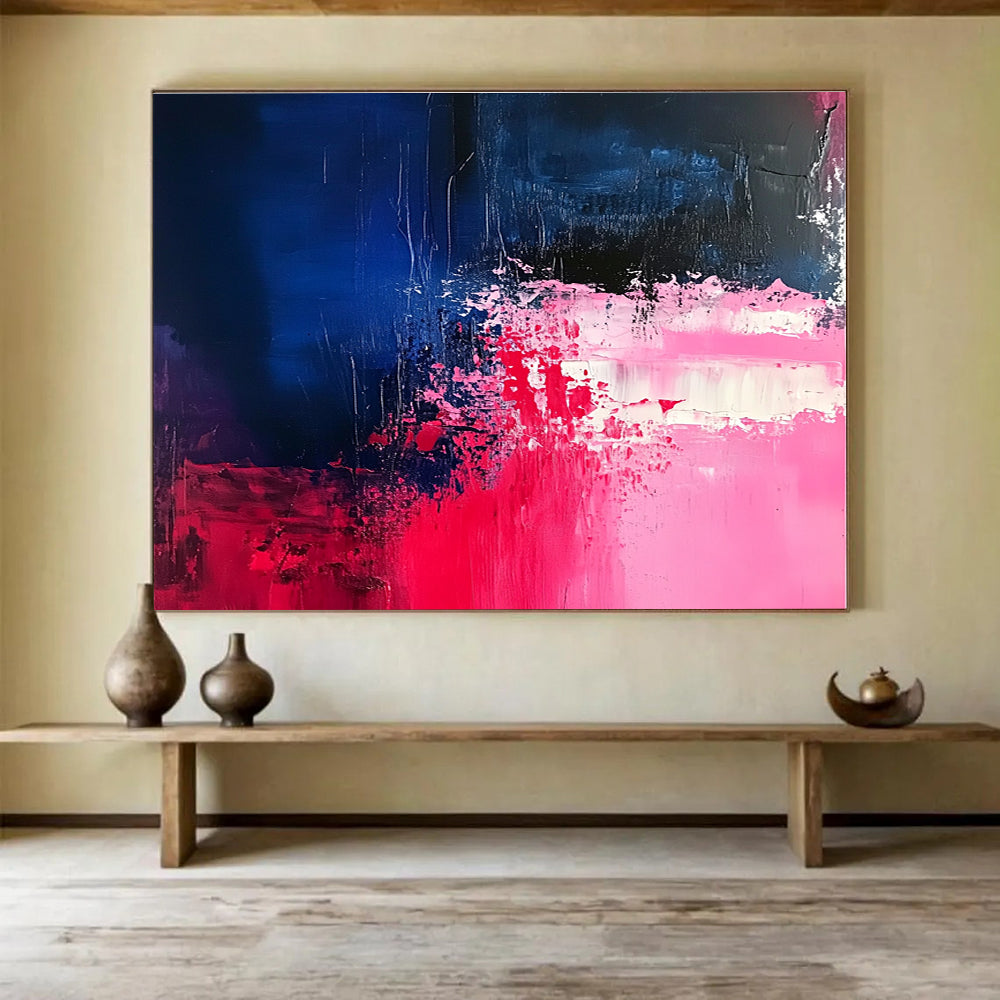 Pink - Blue Abstract Color Clash Painting ABS187