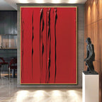 Red Textured Stripes Abstract Painting with Bold Energy WINK101