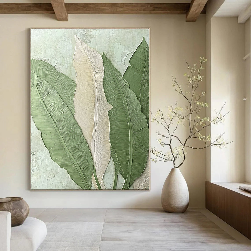 Textured Leaves Abstract Painting with Relief Effects GAB0002