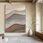 Multi - colored Wavy Textures Abstract Painting with Earthy Tones GAB0071