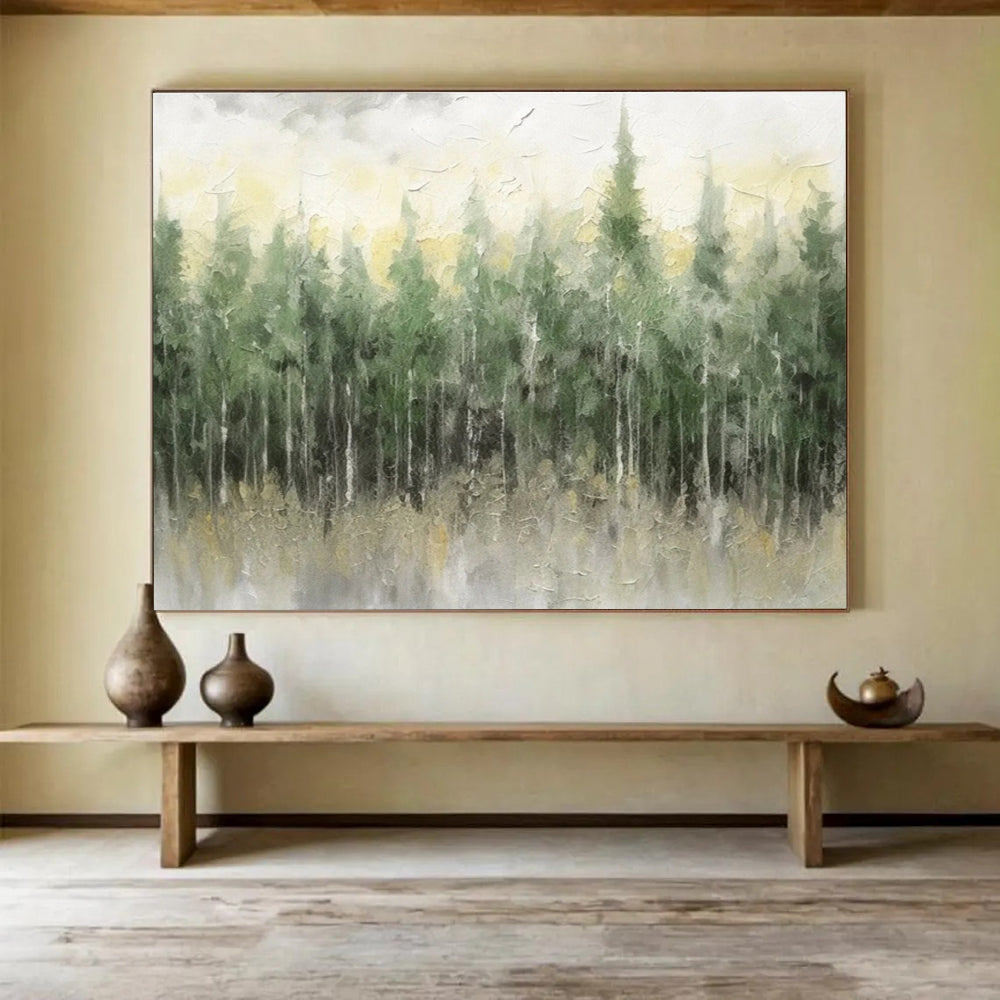 Misty Forest Abstract Painting for Enchanting Retreats YHT064