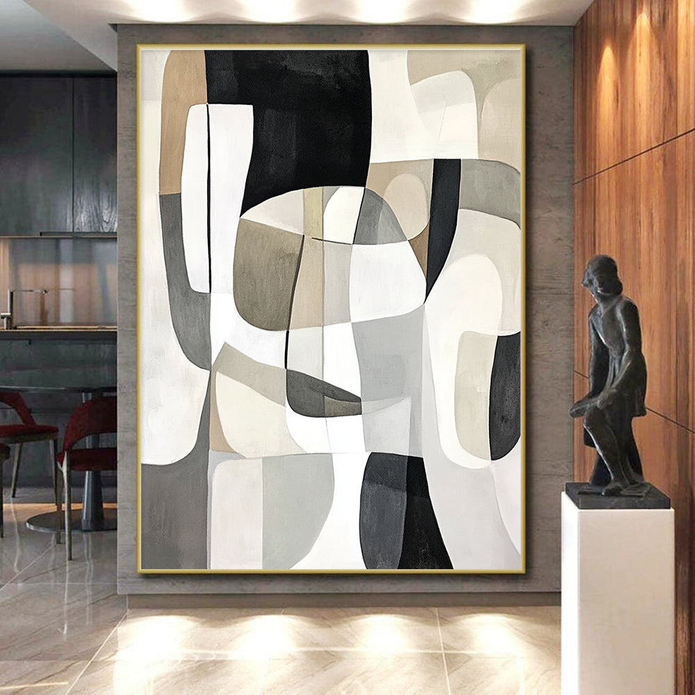 Soft - Hued Geometric Interplay Abstract Painting with Gentle Harmony WINK212
