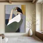 Abstracted Contemplative Figure Modern Portrait Abstract Painting GAB0267